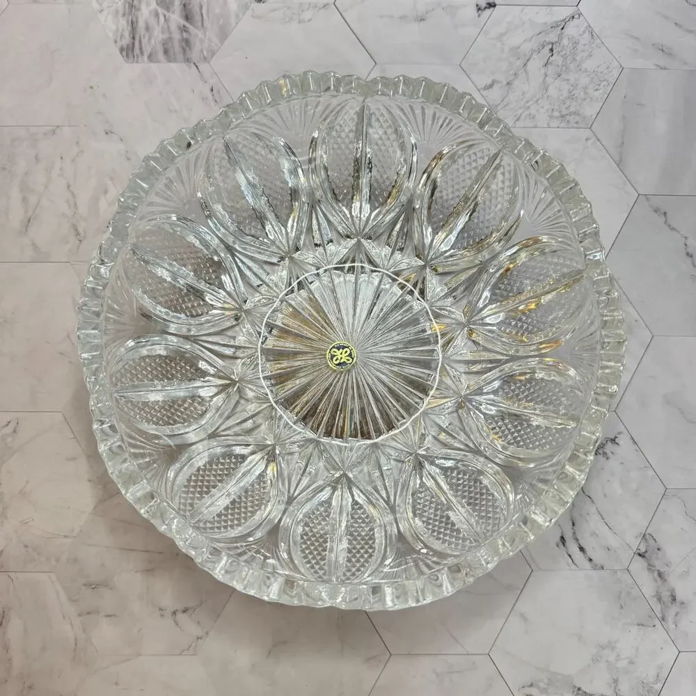 Vintage Mikasa Bowl Hoya Round Crystal Cut Glass Sawtooth Rim Fan 8x3